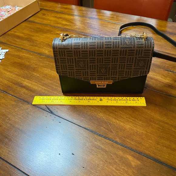 Ann Klein Horsebit Black and Brown Shoulder Bag - Picture 5 of 5